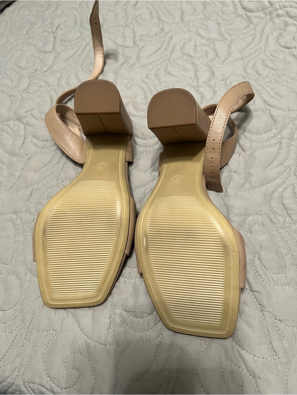 A New Day Nude Square Toe Block Heel Sandals Size 8 - Picture 3 of 5
